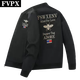 FVPX輕奢高端品牌飛行員夾克外套男春秋新款潮流韓秋冬加厚棒球服上衣 黑色6801-薄款 薄款 XL 120-140斤