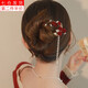 萌客朵 紅色玫瑰花流蘇發(fā)簪新中式古風(fēng)U型簪子新娘敬酒服發(fā)釵高級(jí)感發(fā)飾 紅色玫瑰花流蘇發(fā)簪【金色】