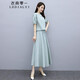 衣典零一兩件套套裝裙2021夏裝新款夏季女裝時(shí)尚民族風(fēng)休閑套裝遮肚子顯瘦女士短袖棉麻連衣裙夏天長(cháng)裙子 淺綠色 XL