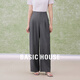 Basic House/百家好萊賽爾純色西裝長(cháng)褲女秋季新款高腰顯瘦直筒褲 灰色 M 100-110斤