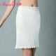 嬈蝶打底襯裙女夏季桑蠶絲針織真絲半身襯裙薄款半身裙蕾絲防走光半裙 白色 L