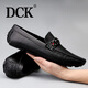 DCK高級豆豆鞋男真皮歐洲站一腳蹬男鞋軟底英倫百搭男士休閑皮鞋 黑色（現貨/四季款） 41（適合運動(dòng)鞋42碼）