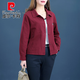 皮爾卡丹春秋款時(shí)尚短外套女士2026新款紅色媽媽氣質(zhì)上衣秋裝寬松百搭夾克 棗紅色 XL 【建議110-120斤】