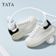 他她（TATA）小白鞋2025秋季新款奶油泡泡厚底女鞋增高松糕鞋板鞋 白/黑 38