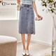 Olrain【5折】夏季牛仔半身裙包臀短裙顯瘦裙子開(kāi)叉側邊裙子 牛仔藍 165/72A/L