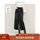 茵曼（INMAN）前開衩工裝牛仔裙2025春秋女裝新款顯高顯瘦大口袋包臀裙子 牛仔黑 M