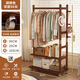 竹藝佳衣帽架家用掛衣架臥室多功能室內一體落地收納架置物架可移動(dòng)架子 胡桃色100款