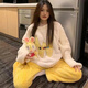 仙之儀 秋冬加厚長(cháng)袖珊瑚絨女士睡衣卡通可愛(ài)保暖法蘭絨休閑家居服套裝 57-6 L碼