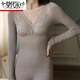 莫代爾恒溫發(fā)熱保暖內衣套裝女士薄款內穿秋衣秋褲緊身美體蕾絲打底 標準款/日系灰 均碼 【女80-140斤均可穿】