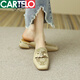 卡帝樂(lè)鱷魚（CARTELO）品牌女士穆勒鞋新品真皮復(fù)古凱旋門平底涼鞋女外穿包頭半拖鞋 杏色 37
