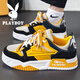花花公子鞋子男款男鞋2026春秋季新款男士百搭休閑板鞋男透氣運動(dòng)老爹鞋男 白黃【主圖款】 42