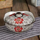 LICHEN 陶瓷碗帶蓋小缽蒸蛋碗日式餐具雙耳帶蓋燉盅甜品小碗微波爐適用 紅富貴  單碗  5.5英寸