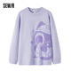 森馬森馬羅小黑毛衣女中長(cháng)款卡通寬松落肩慵懶冬季提花套頭衫 紫色調00477 160/84A/M