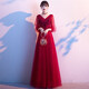 塞德勒敬酒服新娘2025新款秋冬高貴氣質(zhì)紅色長(cháng)款結婚宴會(huì )晚禮服裙女大氣 酒紅色長(cháng)款 XL(建議116-125斤)