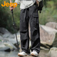 吉普（JEEP）褲子男秋季寬松休閑褲沖鋒工裝褲男戶外傘兵褲登山男褲黑色XL