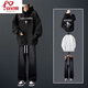 安初夏衛(wèi)衣男士休閑套裝連帽春秋季新款痞帥氣衣服男裝學(xué)生穿搭配三件套 黑色三件套 XL 【推薦120-140斤】