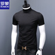 羅蒙（ROMON）高領(lǐng)短袖男t恤絲光棉內(nèi)搭春季半袖衣服修身莫代爾中領(lǐng)打底衫 黑色(夏款) L 125-140斤