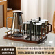 裕昶高硼硅玻璃杯家用客廳耐高溫泡茶杯水杯套裝待客透明喝水杯子水具 灰6杯+水壺+黑色杯架+大號托盤