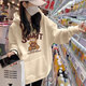 一寸相思奶杏色連帽衛(wèi)衣女2025年秋季新款寬松大碼中長款上衣加絨加厚外套 杏色 XL 推薦【110-130斤】