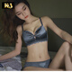 KJ文胸?zé)o鋼圈內(nèi)衣女小胸聚攏顯大套裝收副乳防下垂調(diào)整型性感小胸罩 965灰藍(lán)色-套裝 75A B=34AB(舒適無(wú)鋼圈)