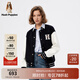 暇步士（Hush Puppies）女裝秋美式復古休閑學院風拼接棒球領外套 196深藍 M