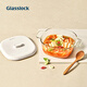Glasslock進(jìn)口鋼化玻璃碗帶蓋微波爐泡面碗耐熱大號(hào)雙耳湯面碗 白色蓋1250ml