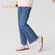巴拉巴拉童裝女童褲子冬裝加絨牛仔長(cháng)褲兒童微喇褲保暖時(shí)尚百搭潮 牛仔中藍88201 120