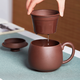 尊壺 紫砂杯茶杯茶水分離過(guò)濾三件杯手工茶具紫泥大號辦公水杯教師節 福圓三件杯 450cc 禮盒裝