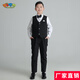 蘿卜唄唄 胖童禮服中大童主持演講服大碼胖孩六一兒童節演出服鋼琴表演服 黑色條紋馬甲+長(cháng)褲+襯衫+領(lǐng)結 170碼建議體重115-130斤