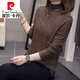皮爾卡丹（pierre cardin）大號(hào)半高領(lǐng)打底衫長袖T恤女秋冬款2024新款內(nèi)搭洋氣媽i媽上衣義烏 咖啡色【時(shí)尚洋氣時(shí)髦減齡巨顯瘦 2XL 140-160斤