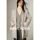 百家好（Basic House）Basic House/百家好高級感綿羊毛雙面呢子大衣秋冬新款連帽短外套 米白色 S （90-120斤）