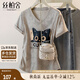 絲柏舍V領(lǐng)T恤2025夏裝新款女裝時(shí)尚卡通圖案印花設(shè)計(jì)短袖上衣