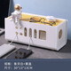 插排插線板收納盒電線插座數(shù)據(jù)線排插分線盒集理線器桌面收納神器 白色+黃色防塵蓋 底部增高+加厚
