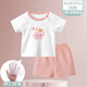 童戀初心嬰兒短袖夏季套裝短褲寶寶純棉薄款新生兒分體夏天衣服男女童夏裝 粉云朵【短袖套裝】 73