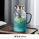 DELISOGA 復古海棠花冷水壺玻璃耐高溫家用大容量涼水杯泡茶壺套裝熱水瓶 海棠花水壺漸變藍1800ML