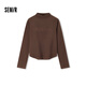 森馬（Semir）長(cháng)袖t恤女半高領(lǐng)字母修身軟糯上衣春刺繡套頭衫107124101002
