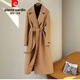 皮爾卡丹（pierre cardin）官方品牌旗艦女裝毛呢大衣女中長(cháng)款毛呢雙面羊冬季加厚 品牌旗艦駝色【有里布】 L 115-125斤