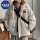 NASA MARVEL棉服男棉衣冬季連帽假兩件外套潮流防風(fēng)保暖寬松面包服 杏色 2XL 