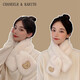 CHANEELR & KARITH圍巾女2025新款可愛(ài)小熊百搭加厚秋冬毛絨學(xué)生保暖交叉圍脖送女友 白色