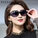 VEESA偏光太陽(yáng)鏡女士新款防紫外線(xiàn)眼鏡大臉圓臉墨鏡開(kāi)車(chē)遮陽(yáng)時(shí)尚媽媽潮 深咖啡色框茶色鏡片