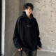 NYING美式重磅連帽衛(wèi)衣男秋冬季新款潮牌cleanfit加絨加厚痞帥寬松外套 WH006黑色 XL （125-145斤）