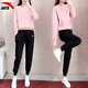 安踏（ANTA） 運動(dòng)套裝女冬季新款透氣保暖圓領(lǐng)套頭衫束腳褲子寬松長(cháng)袖t恤衛衣針織褲時(shí)尚休閑運動(dòng)服飾 -6櫻花紅(衛衣+長(cháng)褲) M/165