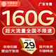 中國移動(dòng)流量卡手機卡純上網(wǎng)移動(dòng)流量卡低月租電話(huà)卡不限速全國通用非永久無(wú)限流量卡 廣東花卡-29元160G流量+首免外省勿拍