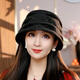 PTAH帽子女秋冬遮白發(fā)百搭羊毛混紡漁夫帽時(shí)尚簡(jiǎn)約顯臉小出街出游保暖 黑色