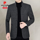 皮爾卡丹（pierre cardin）羊毛呢外套男秋冬季中年商務(wù)立領(lǐng)夾克男休閑潮流羊毛絨外套爸爸裝 深灰 XL (140-160斤)