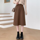 HIPPATIA半身裙女2025秋冬氣質(zhì)職業(yè)高腰中長(cháng)款直筒裙后開(kāi)叉毛呢包臀一步裙 深咖啡 M