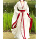 早秋漢服女新中式國風(fēng)改良古裝常學(xué)生齊胸對襟連衣裙子套裝鞠婧祎 白紅（全套） XS
