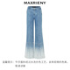 MAXRIENY【商場(chǎng)同款】精致復古釘鉆漸變牛仔長(cháng)褲修身顯瘦微喇褲子 淺牛仔藍 M 02