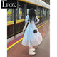 LPOX夏季法式藍色泡泡袖初戀連衣裙女學院風仙森系設計感學生中長裙 藍色【收藏店鋪優(yōu)先發(fā)貨】 L 95110斤