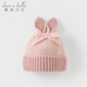 戴維貝拉（DAVE＆BELLA）新款秋冬毛絨保暖女童帽子兒童寶寶套頭帽公主帽兔子造型保暖帽 橡皮粉DB4243031 52( 建議帽圍約50-52cm)